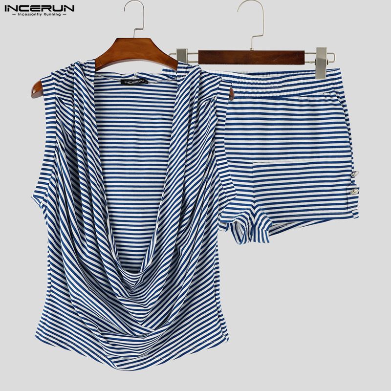 INCERUN Men Striped Sets Summe - Wallpaper recension och pris