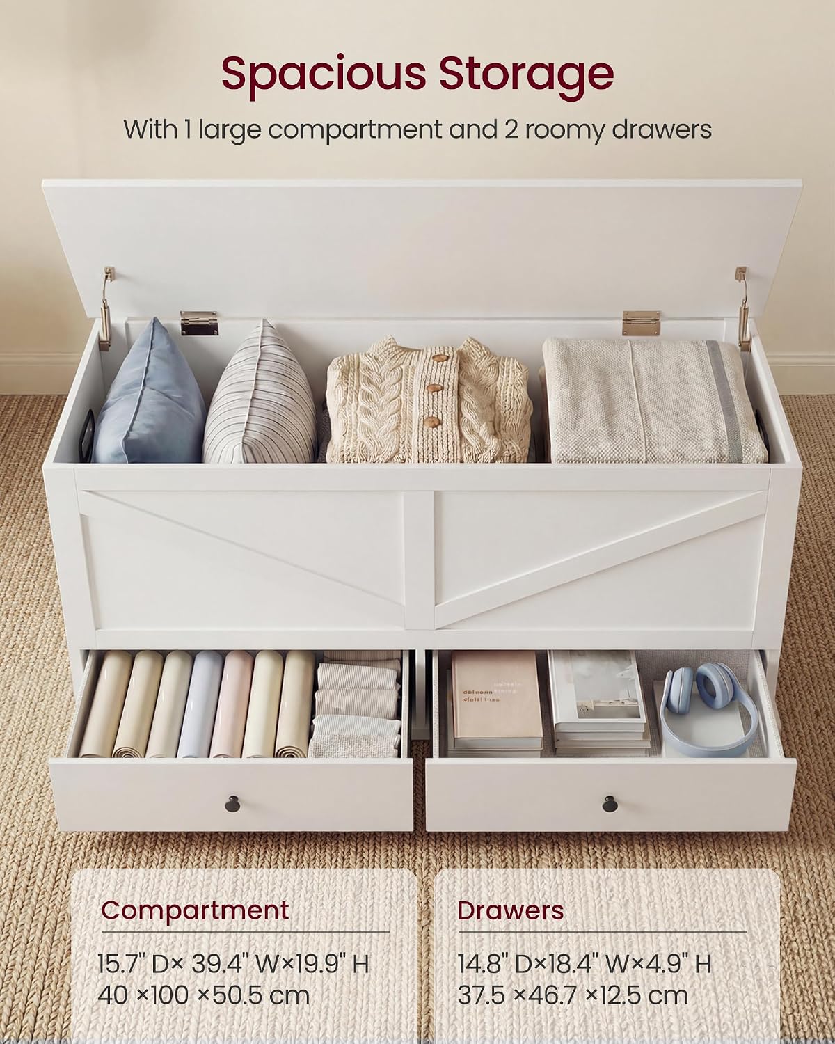 Farmhouse Storage Chest With D - Cabinet Hinges recension och pris