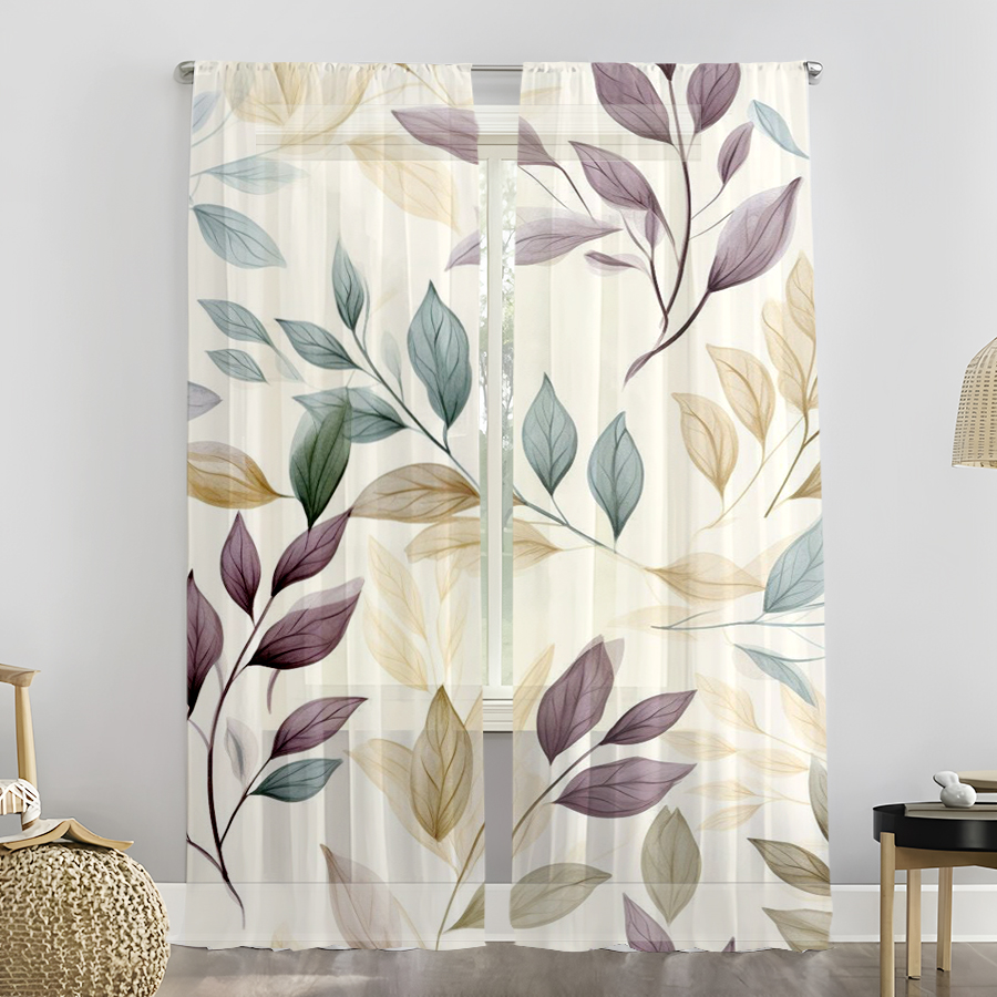 2PCS Sheer Curtains, Purple Bl - Curtain Rods recension och pris