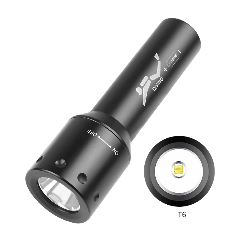New T6 LED Diving Torch Long-R - Light Switch recension och pris