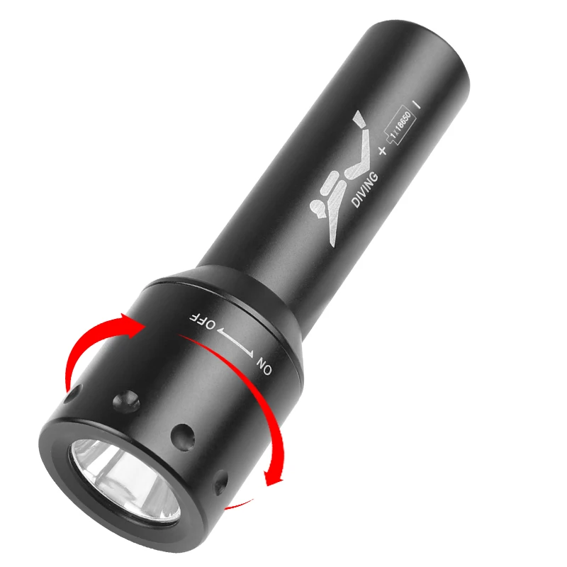 New T6 LED Diving Torch Long-R - Light Switch recension och pris